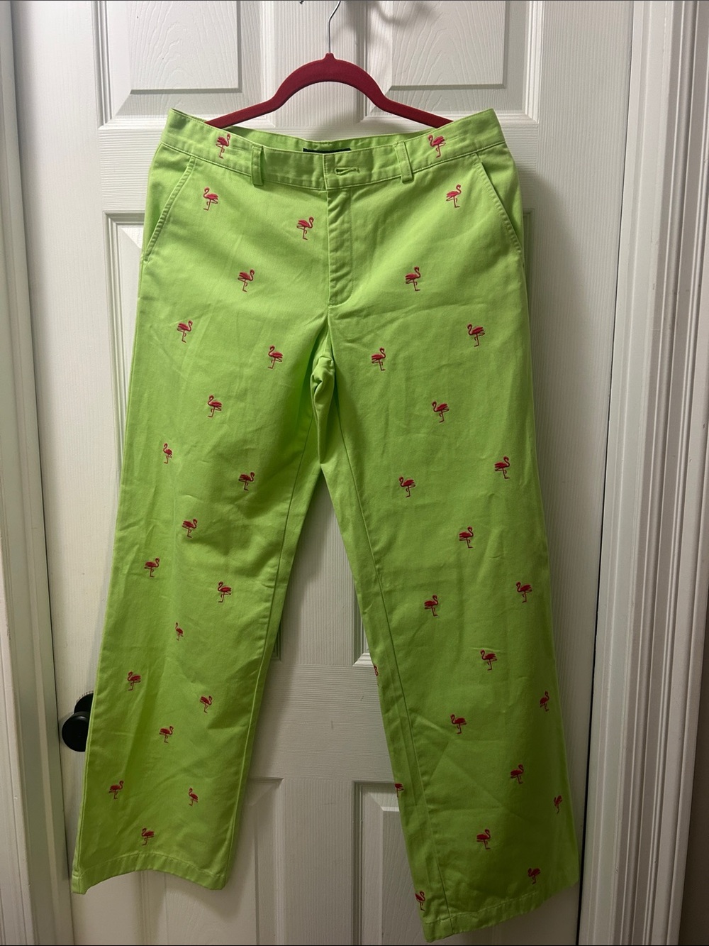 Ralph Lauren Lime Green Straight-Leg Jeans with Flamingo Embroidery